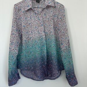 🩷 About A Girl Blue and Purple Floral Button Down Shirt